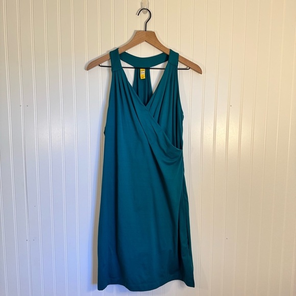 Lole Dresses & Skirts - Lolë Teal Wrap Racer Back Casual Dress Women’s Size Medium